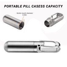 Small Pocket Pill Box Keychain,Portable Waterproof Pill Case Stainless Steel Travel Pill Container Keychain Pill Holder