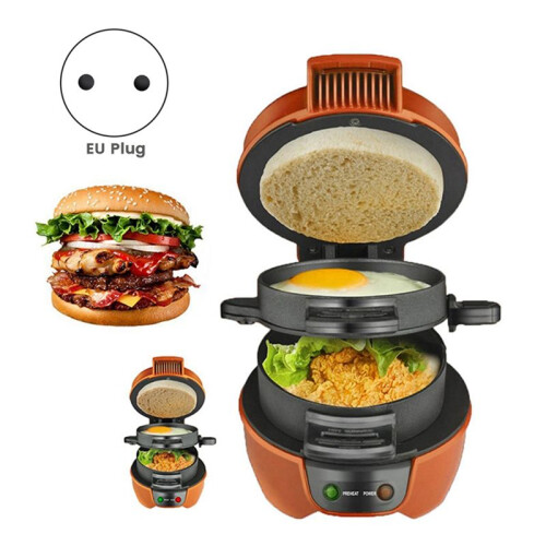 Orange Multifunctional Hamburger Maker Bread Machine Home Breakfast Machine Toasting Electric Pancake Maker EU Plug 1
