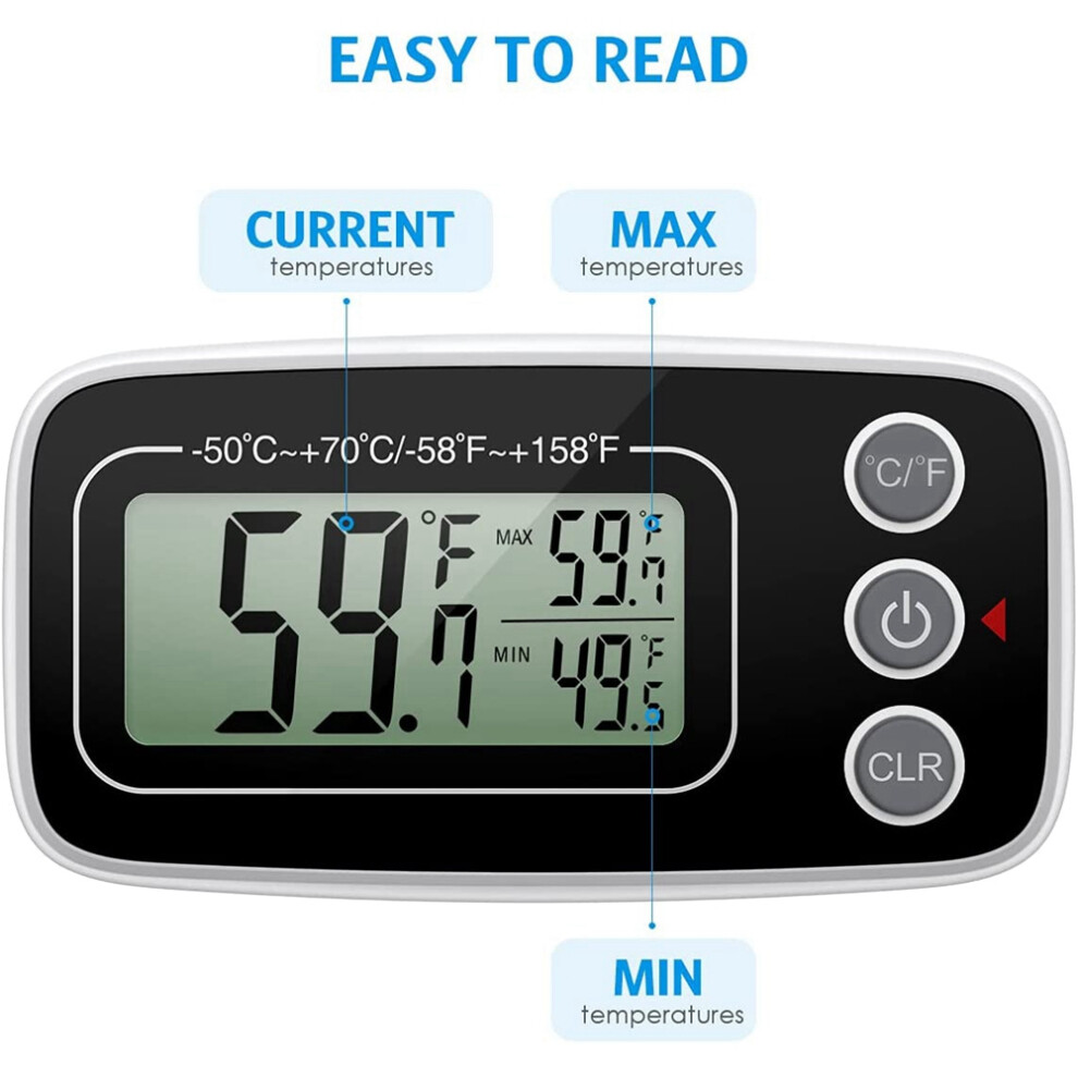 Fridge Thermometer, Digital Refrigerator Thermometer Waterproof Fridge Freezer Thermometer Monitor for Home 1Pcs