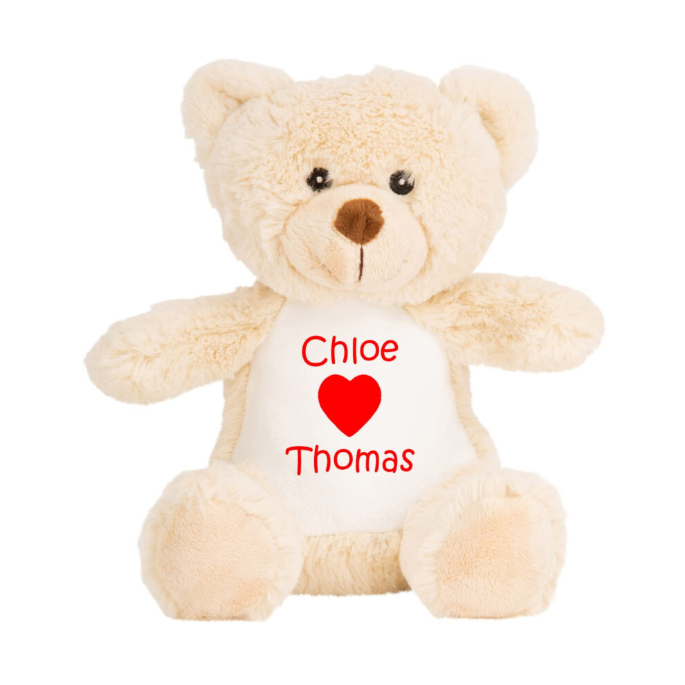 Personalised Couples Teddy Bear - Two Names With Heart - Romantic Keepsake Gift