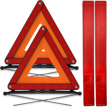 Xtremeauto Warning Triangles For Cars - Car Triangle Warning Sign Breakdown Kit, X2 Emergency Car Warning Triangle European Driving Reflective Red