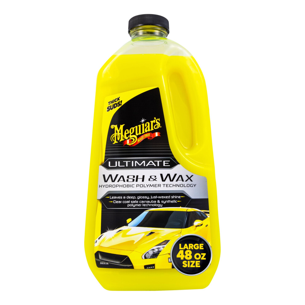 Meguiar's Ultimate Car Wash & Wax 1.4L, Shampoo That Leaves A Deep, Glossy, Just-Waxed Shine - G17748eu 5051226230011
