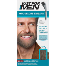 Just for men Moustache & Beard Medium Brown Dye, Eliminates Grey for a Thicker & Fuller Look M35