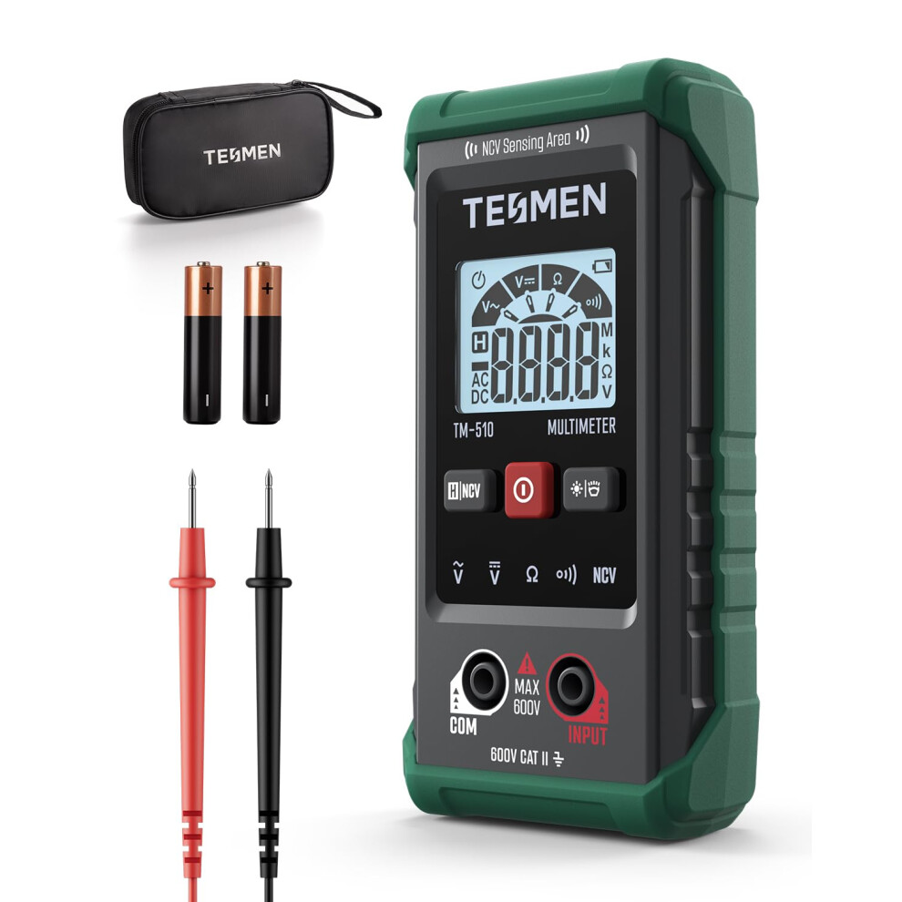 Tesmen Tm-510 Digital Multimeter, 4000 Counts, Smart Measurement, Auto-Ranging Voltage Tester; Voltmeter With Non-Done Voltage Function, Measures 8000003744484