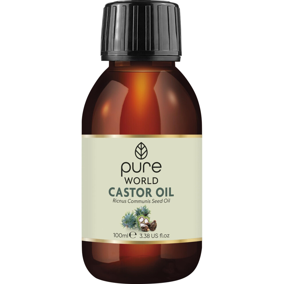 Pure World Natural Castor Oil 100Ml. Cold & Freshly Pressed 100% Pure And Undiluted Hexane Free For Eyebrows, Nails, Beard, Hair, Eyelash Growth