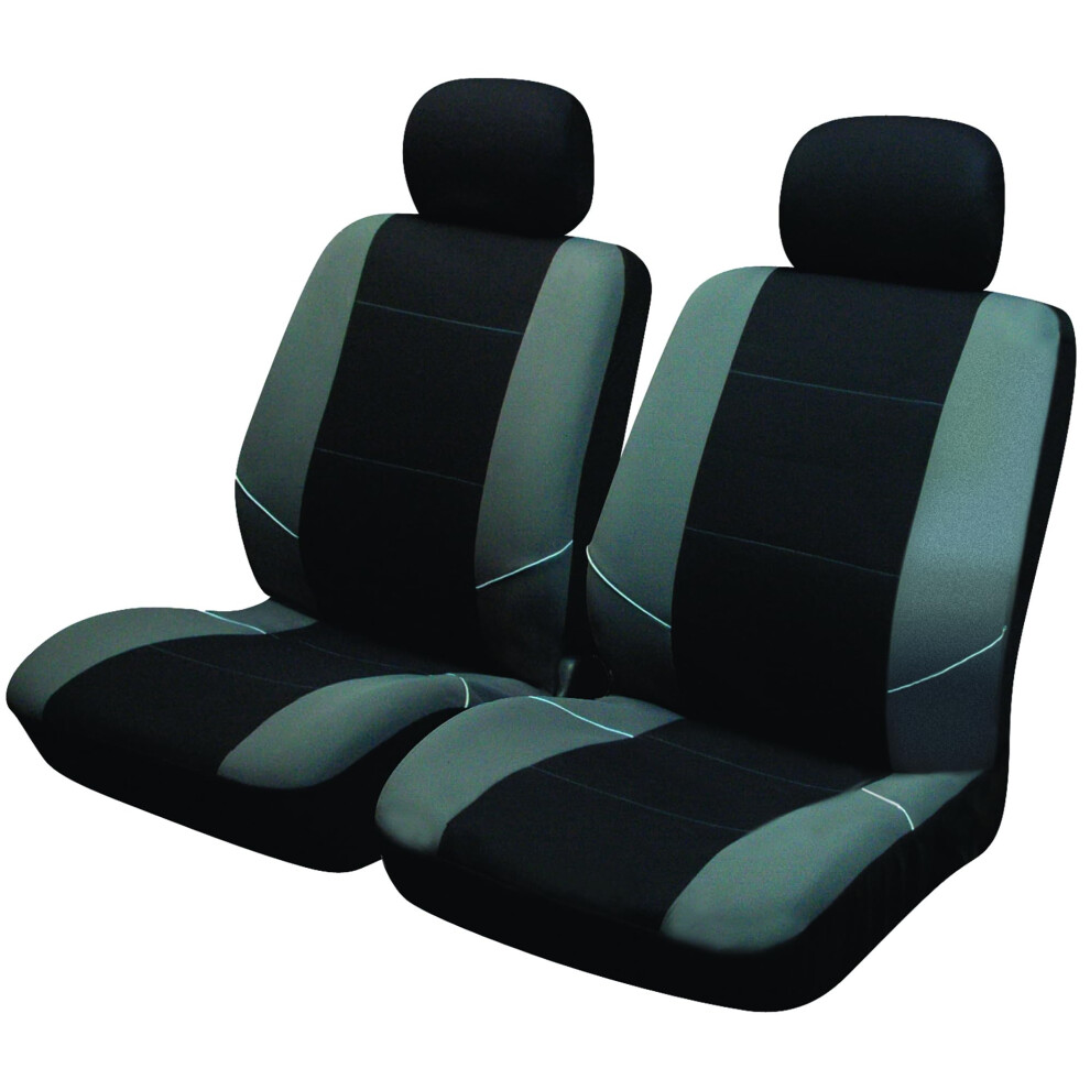 Sakura Merton Front Seat And Headrest Covers Ss3633 ? To Fit Most Cars, Elasticated Hems, Side Airbag Compatible, Machine Washable Black/Grey 5051224107124