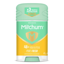 Revlon Mitchum Women Triple Odor Defense 48HR Protection Deodorant Stick and Antiperspirant Pure Fresh, Dermatologist Tested, 41 g (Pack of 1)