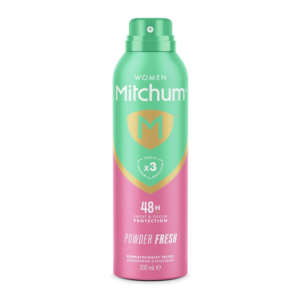 Mitchum Women Triple Odor Defense 48Hr Protection Deodorant Spray & Antiperspirant (200Ml), Powder Fresh