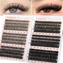 Calphdiar Wispy Cluster Lashes D Curl Individual Eyelashes Natural Lash Clusters Fluffy Lashes Individual Cluster 476pcs Eye Lashes DIY Lash