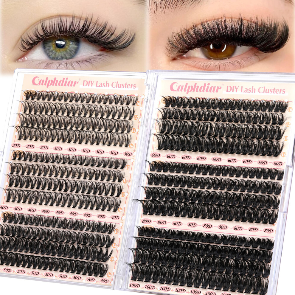 Calphdiar Wispy Cluster Lashes D Curl Individual Eyelashes Natural Lash Clusters Fluffy Lashes Individual Cluster 476Pcs Eye Lashes Diy Lash