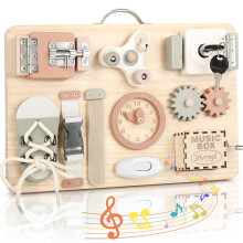 Joyreal Wooden Busy Board for Toddlers - Activity Board Sensory Toys Fidget Board Montessori Travel Toys for Plane Fine Motor Skills Gift for Girls