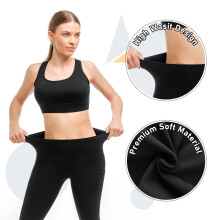 Leafigure 2er Pack Sport Leggings Damen High Waist Sporthose Damen Mit Taschen Gym Leggings Blickdicht f?r Sport Yoga Schwarze/Braun LXL