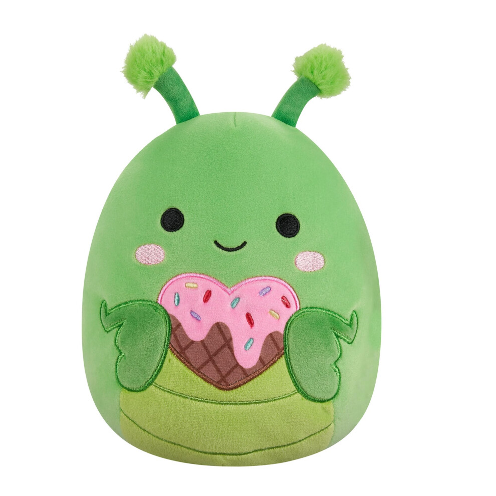 Squishmallows Original 7.5-Inch Trenton The Praying Mantis Holding A Heart Ice Valentines Plush Green/Cream