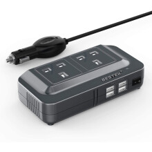 BESTEK Power Inverter 12V to 240V, 200W Car Voltage Converter Transformer with 3-Pin Sockets & 4-USB Ports for Charging Phones, Laptop, Tablets, GPS
