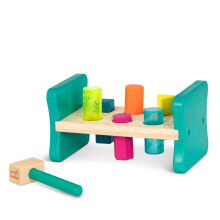 B. toys ? Wooden Shape Sorter ? Pounding Bench For Shape Sorting ? 6 Pegs & Toy Hammer ? Classic Toys For Toddlers, Kids ? 2+ Years ? Colorful Pound &