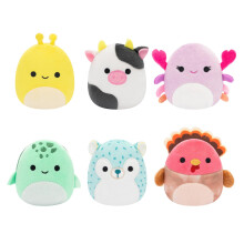 Micromallows Squishmallows Original 6-Pack ? Cailey Crab, Cole Turtle, Connor Cow, Gavi Turkey, Hasani Hedgehog, Zarina Banana Slug