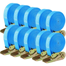 10 Pack Ratchet Tie Down Strap, 6m Heavy Duty Ratchet Straps, Tensioning Belts with Adjustable Lashing Straps Tensile Strength 800 kg, for Trucks,