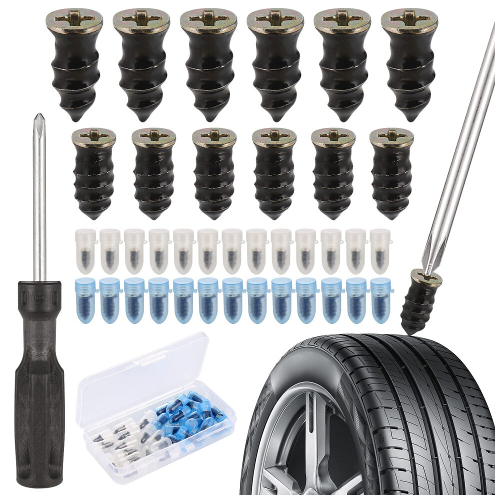Zocipro 30Pcs Tyre Repair Kit Rubber Nails, Car Puncture Repair Kit With Screwdriver, Universal Tire Repair Fast Repair Nail For Auto Car Motorcycle 8000003758184