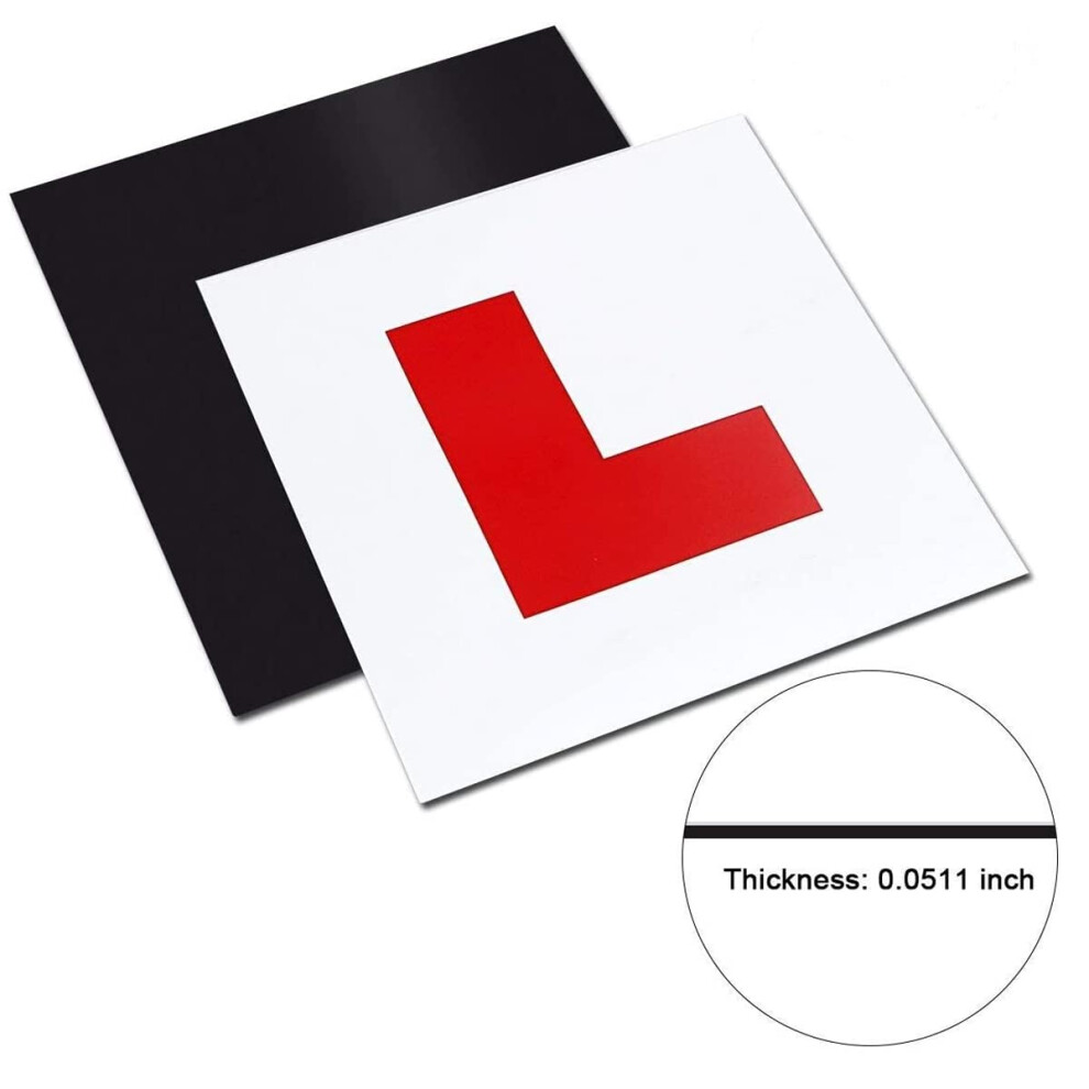 Onarway Fully Magnetic Car L-Plates L Plate 2 Pack For Car Magnetic Extra Thick Strong Learner Plates, No Melting No Blow Off Easy To Move Without Red 5051226173486