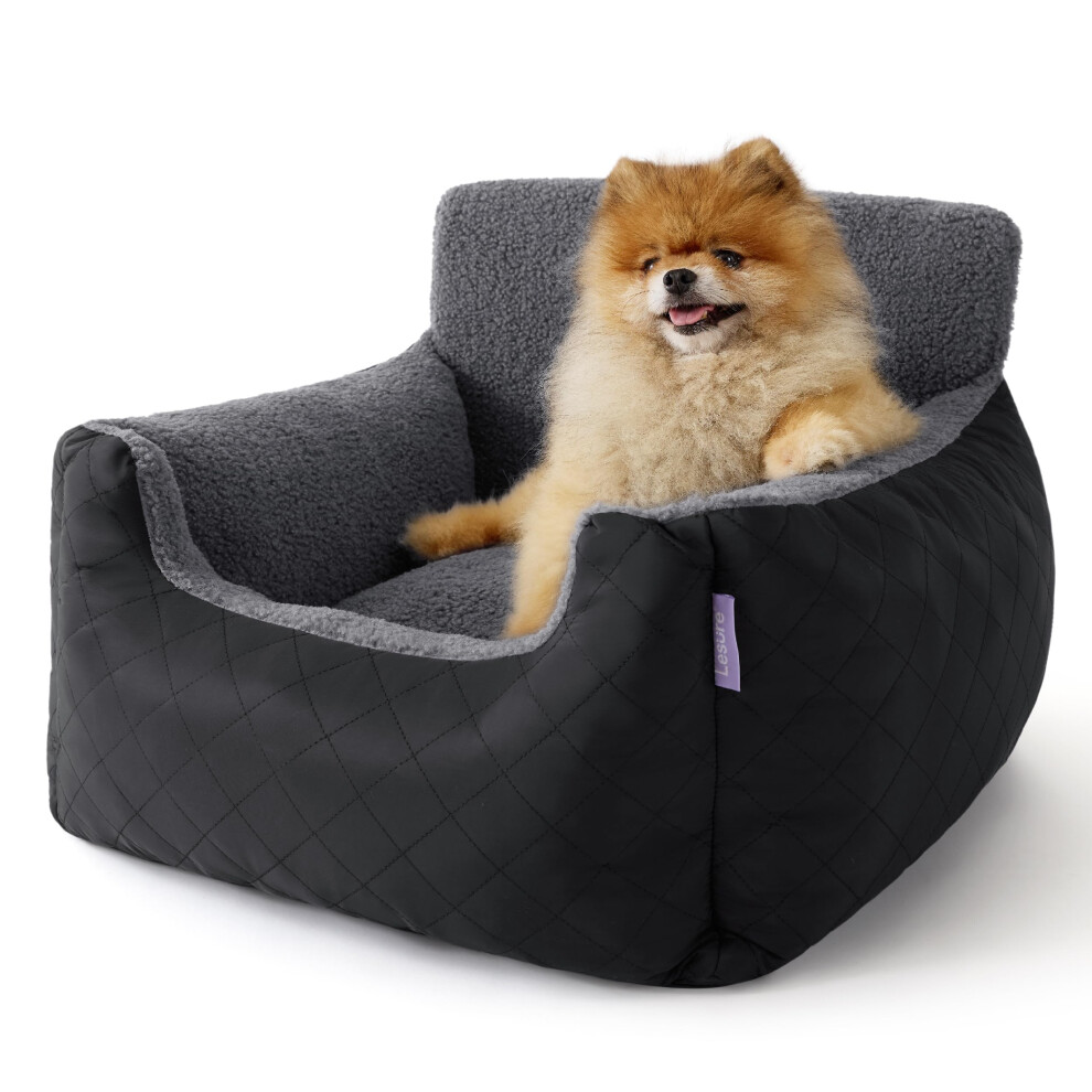 Lesure Small Dog Car Seat - Waterproof Dog Booster Seat, Puppy Car Bed With Clip-On Leash For Pet Travel Carrier Bed, 54.5X49.5x38cm, Black 8000003758900