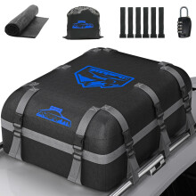 BOYUJK Car Roof Bag 20 Cubic/566 L, Waterproof 1000D Car Roof Bag no Rack Needed, Roof Box with Anti-Slip Mat and 10 Heavy-Duty Straps, Folding Soft