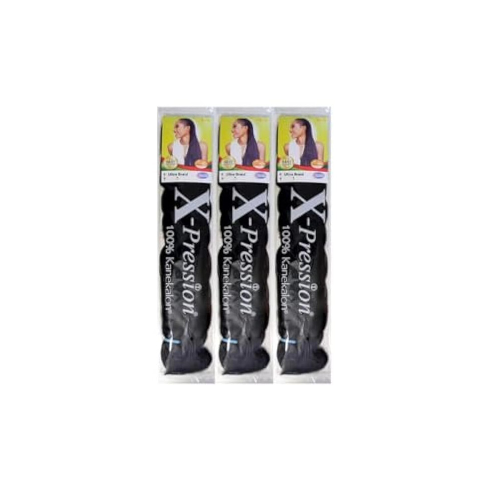 X-Pression Ultra Braid Artificial Hair Extension #1 Black Approx. 210Cm (3 Pcs Offer)