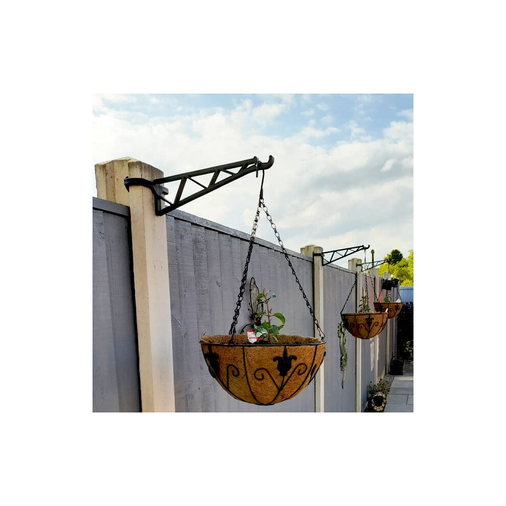 Hanging Basket Brackets For Concrete Fence Posts [2 Pack] Supports Easy Fill Baskets, Lantern Bird Feeders Adjustable Height 5051225538712