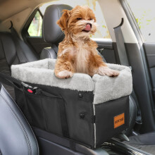 Center Console Dog Car Seat for Small Dogs,Small Dog Car Booster Seat Washable Foldable Puppy Car Seat with Safe Protection Hooks Adjustable Straps