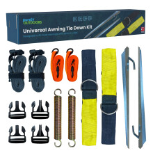 Purely Outdoors Awning Tie Down Kit Storm Straps - Storm Straps & Buckle Clips For Caravan Full & Porch Awnings, Universal Fitment With Springs &