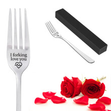 MOTONG Engraved Fork, I Forking Love You, Personalized Stainless Steel Dinner Forks with Luxury Box,Exquisite Valentine's Day Gifts,Festival Gifts for
