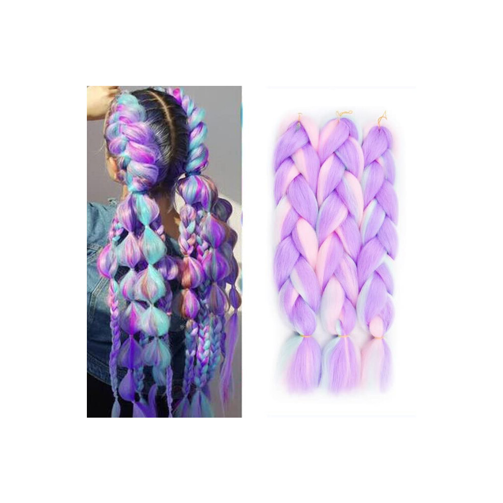 Fanwyfyu Unisex 3Packs Ombre Braiding Hair 24Inch Pre Stretched Jumbo Box Braids High Temperature Fiber Synthetic Afro Hair Extension For Braiding Crochet