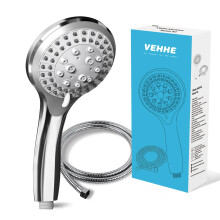 VEHHE Shower Head Powerful Flow with 1.5m Chrome Hose Pressure Boosting Shower Head Spray with 5 Modes Water Saving Bathing for Adults Children Pets