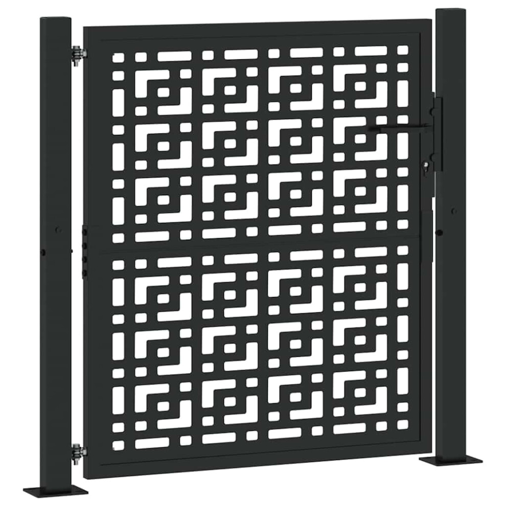 Vidaxl Garden Gate - Black Steel - Cross Design - 105X105 Cm - Lockable - Patio/Fence Entry 8000003756081
