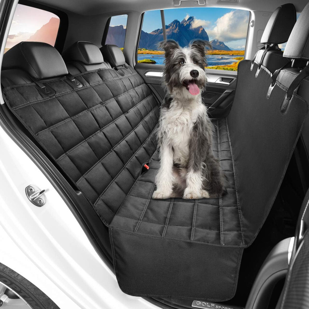 Dog Car Seat Cover 4-In-1, 100% Waterproof Dog Hammock For Car Back Seat, Scratchproof Nonslip Back Bench Cover For Pets Machine Washable Hopidogie
