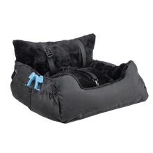 Plush Dog Car Seat for Small Dogs & Cats, Comfortable Pet Car Seat with Safety Leash & Non-Slip Base, Car Seat Bed with Storage Pocket, Soft Secure