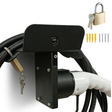 EGNIO Type 2 EV Charger Cable Holder, Padlock Lockable Wall Mount Holder for Electric Car with Type2 IEC 51296-2 Plugs Wall Box Charging Station