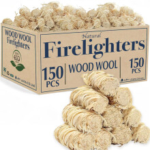 Natural Firelighters Large Box. Natural Wood Wool Wax Fire Lighters for Stoves, Wood Burners, Pizza Ovens, Open Fires, Fire Pit, BBQ Lighters, Fire