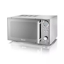 Swan SM3080LN with Glass Turntable, 10 Power Levels, Mirrored Door, 20L, 800W, Silver