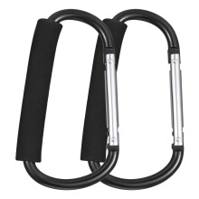 Fuyamp 2 Pack Buggy Clips Pram Hooks Stroller Carabiner,6.3? Black Pushchair Hook Clip,Universal Large Baby Carriage Hook Buggy Hook Stroller