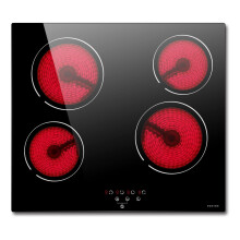 NOXTON Ceramic Hob, Built-in 4 Zone Electric Hobs 60cm Noise-free Auto Shut-off Safe Lock Heat Indicator Black Glass Panel Cooktop with Touch Controls