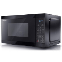 SHARP YC-MG02U-B Compact 20 Litre 800W Digital Microwave with 1000W Grill, 11 power levels, ECO Mode, defrost function, LED cavity light - Black