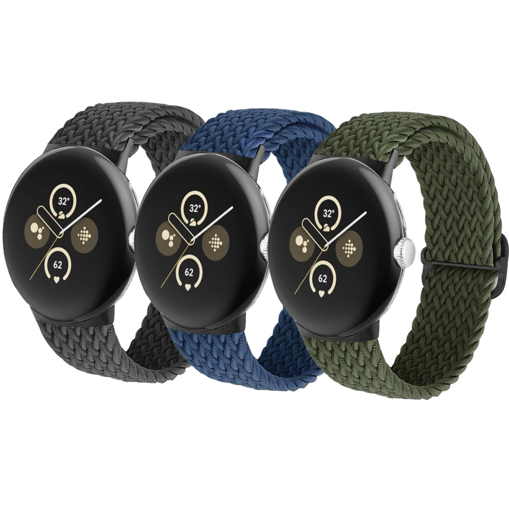 Sololup 3 Pack Elastic Nylon Strap For Google Pixel Watch 4 3 2 1 Straps 41Mm,Stretchy Braided Nylon Wristband Adjustable Sport Loop Sport Straps For 8000003764598