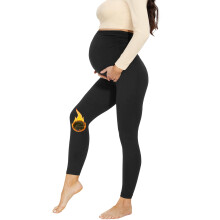 AMIYOYO Maternity Leggings Over Bump High Waisted Stretchy Belly Support Pregnancy Pants Women Yoga Workout Trousers Black Fleece Lined L