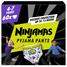 Pampers Ninjamas Pyjama Pants Unisex Spaceships, 4-7 Years, 10 Pyjama Pants, 17kg - 30kg, All-Night Leak Protection