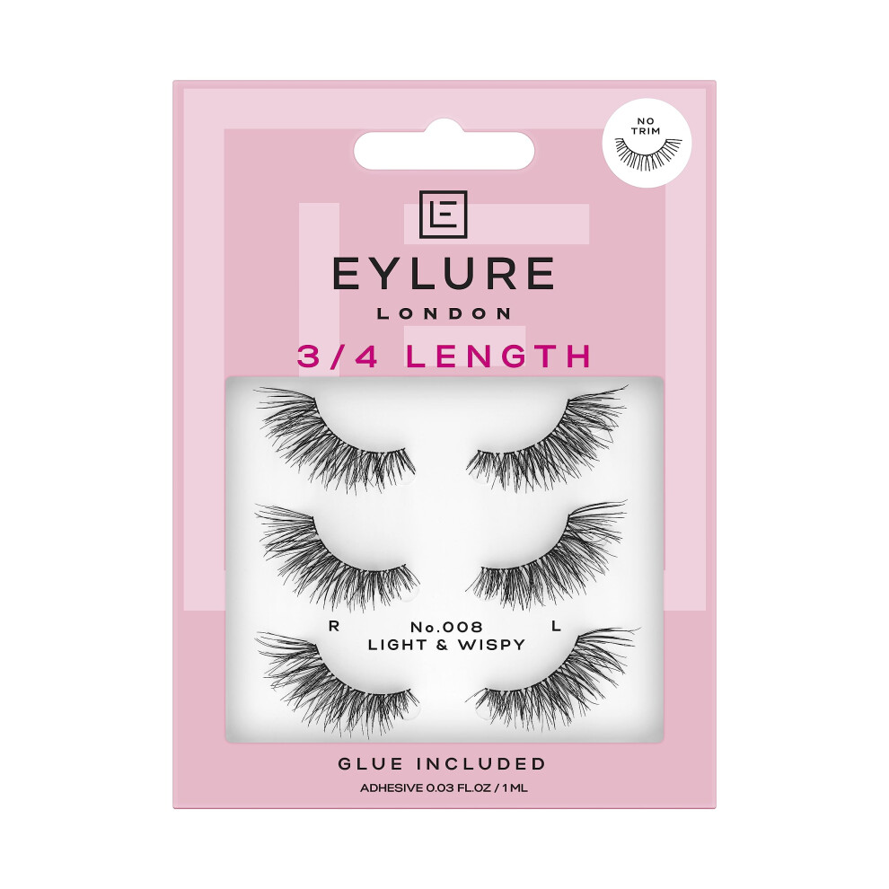 Eylure London 3/4 Length 008 (Glue Included) (Packaging May Vary)