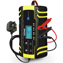 HAUSPROFI 12V/24V 8Amp Automatic Battery Charger with 3-Stage Charging, 6 Modes, LCD Screen, Intelligent Charging, Repairs, Maintains Car, Motorcycle,