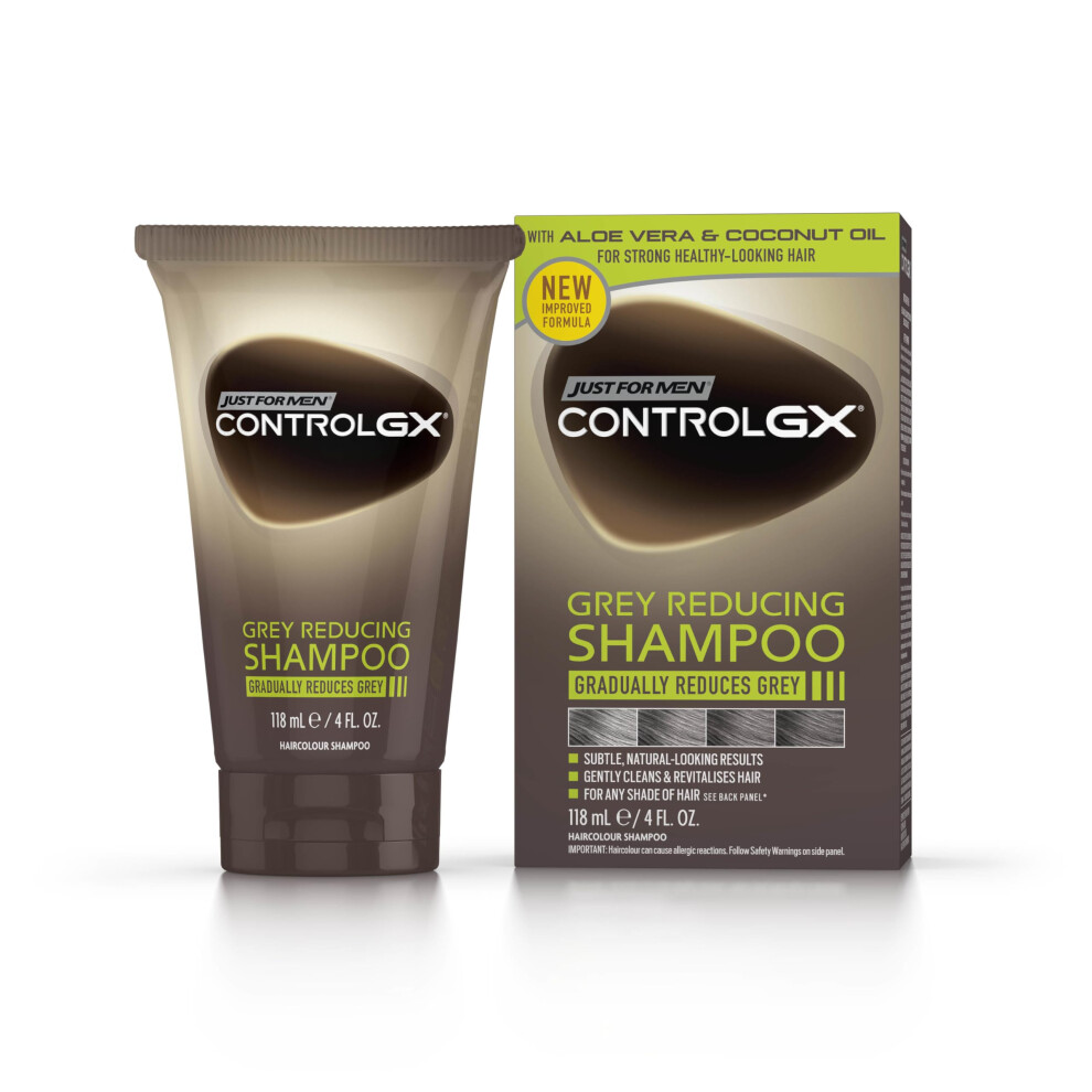 Just For Men Grey Control Gx Reducing Shampoo For Hair, With Coconut Oil And Aloe Vera, Unscented, 118 Ml (Pack Of 1)