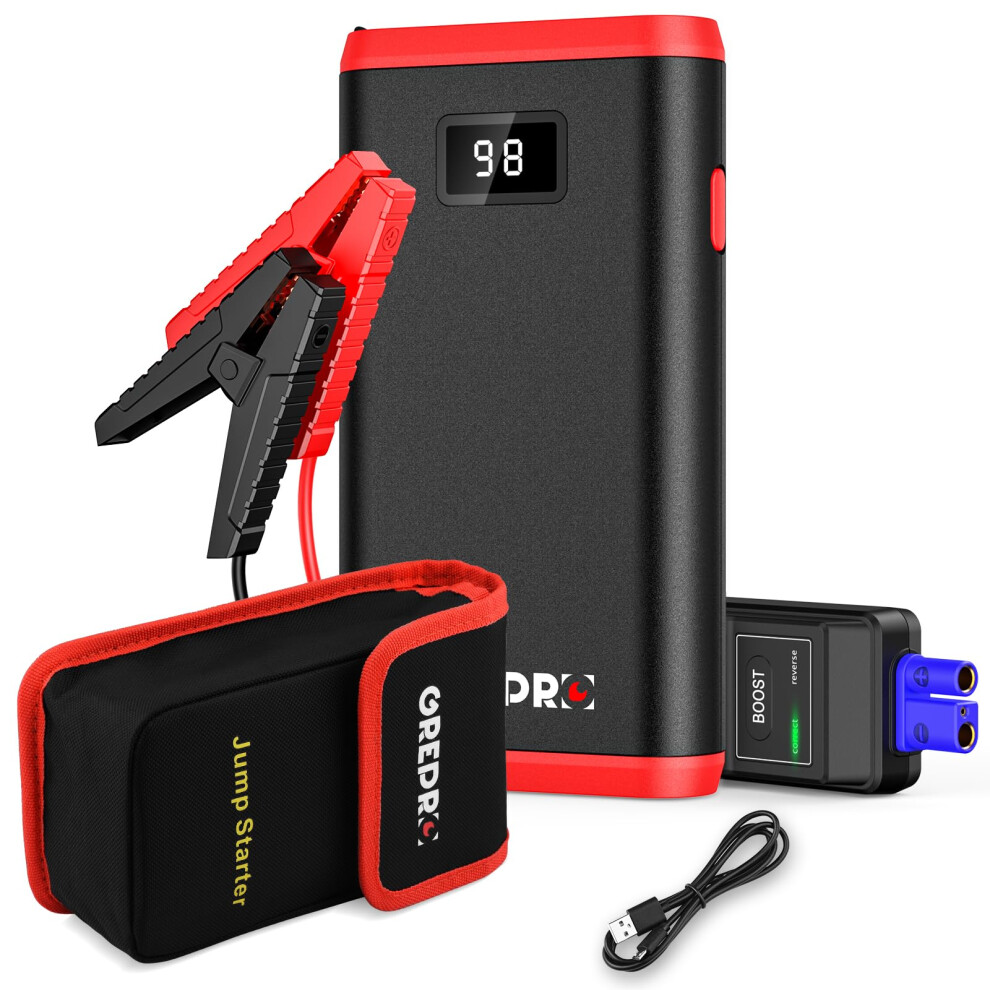 Grepro 4000A Jump Starter Power Pack, Car Battery Booster Jump Starter And Jump Pack For 12V Vehicles(Up To 6.5L Gas, 4.0L Diesel), Motorcycle, 8000003744248