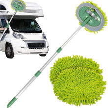 TANNESS Caravan Car Wash Mop Kit - Scratch-Free Microfibre & Mitt for Car Cleaning, Extendable Long Handle, 2 x Lint-Free Mop Heads, Car Washing &