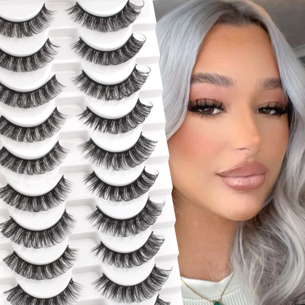 Glowing Win Glowingwin Cat Eyelashes Volume 3D Hybrid Natural Look Fake Russian Strip Lashes 10 Pairs Dramatic Fluffy Handmade Reusable D Curl False Eyelashes